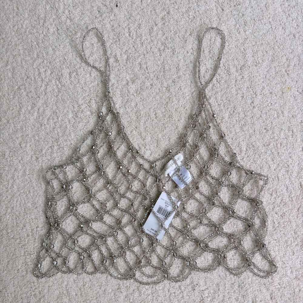Buckle • Endless Blue Brand Beaded Disco Tank Crop Top • S/M